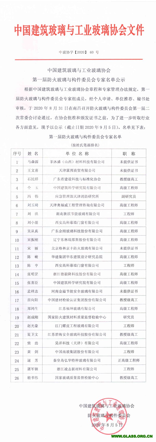防火玻璃与构件委员会专家公示-1